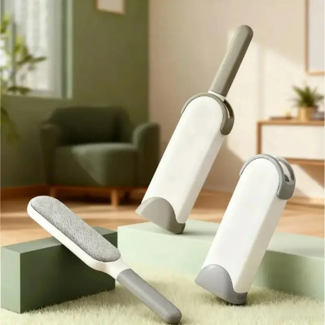 Household Lint Remover Brush - Double-Sided Reusable Lint Brush for Clothes, Suitable for Cleaning Furniture,Carpets and Removing Pet Hair(Gray)
