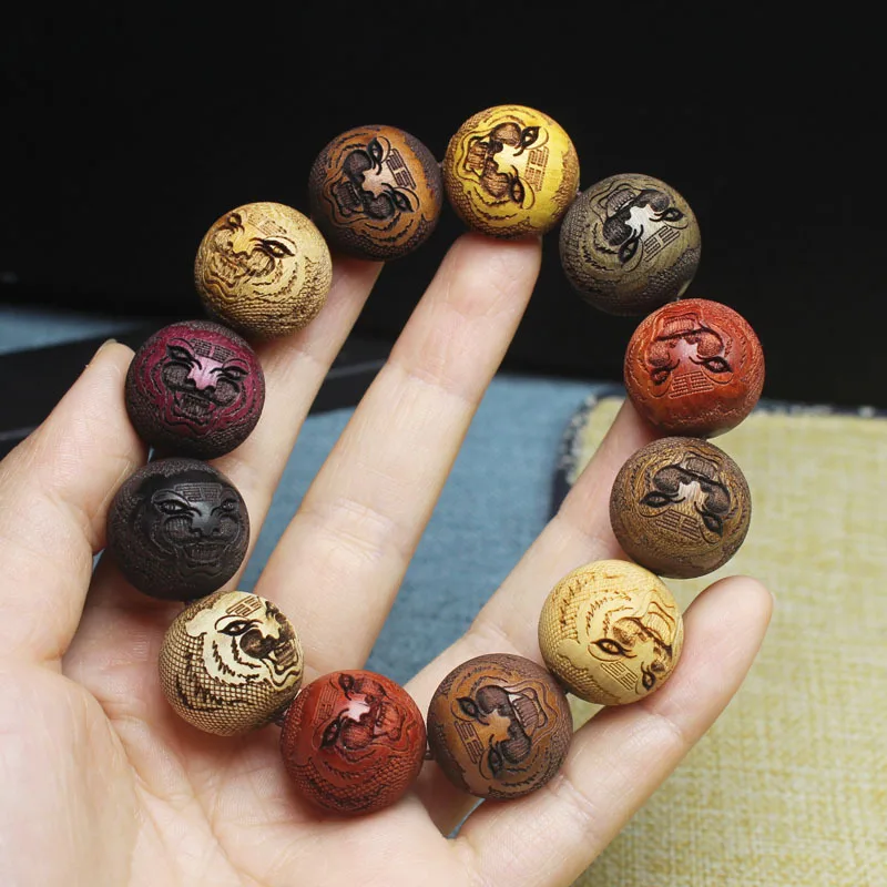Multi-bead 20mm Tiger-Eye Sandalwood Buddha Bead Bracelet, Multi-bead Car Gear Bead, Prayer Bead, Decorative Ornament