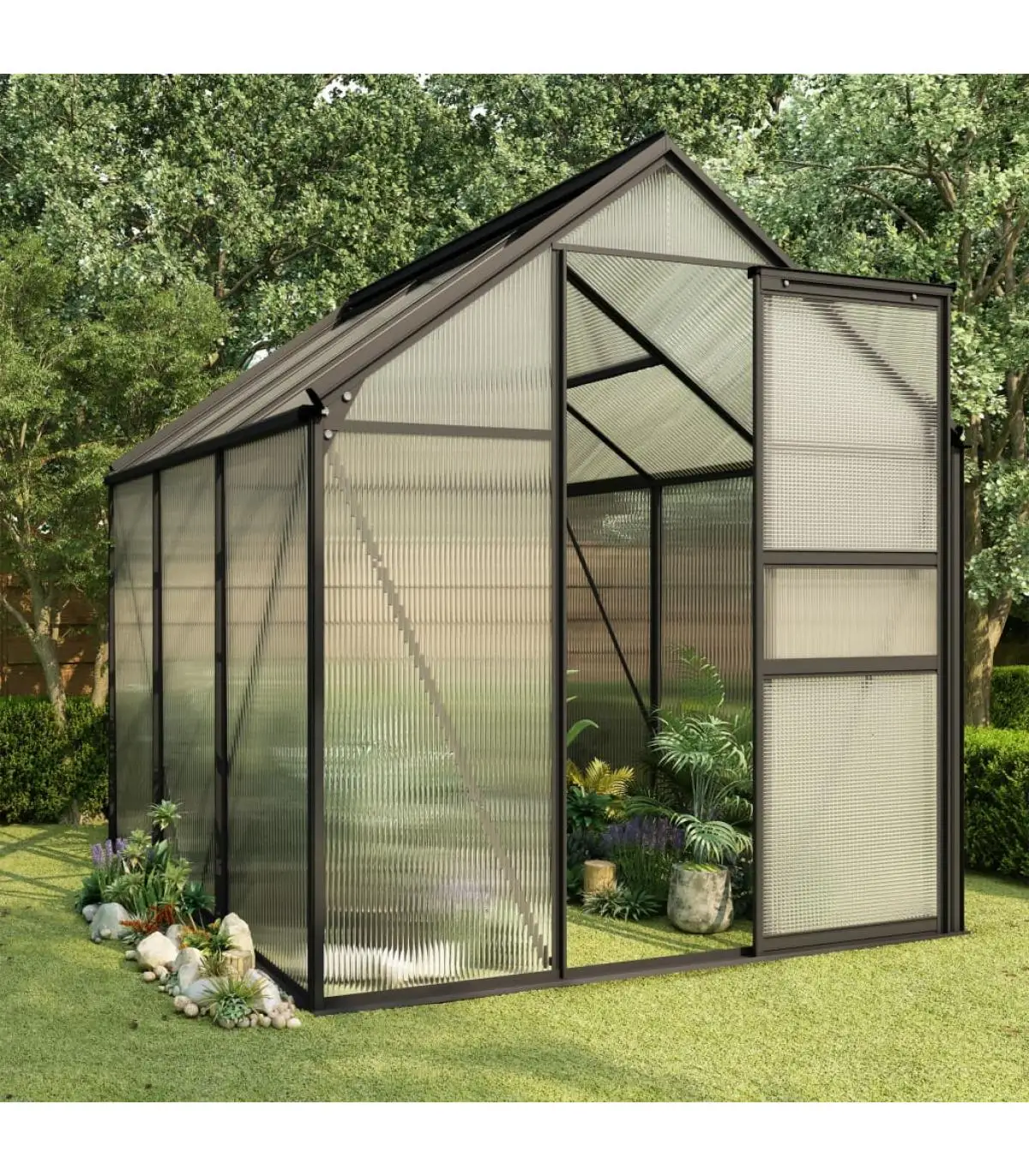 Greenhouses aluminum greenhouse gray anthracite 3,61 m²