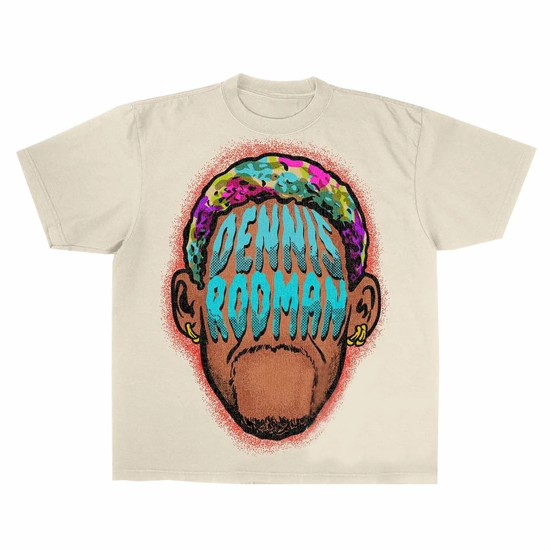 الصيف خمر دينيس رودمان الأمريكية خمر رودمان طباعة الرجال والنساء المتخصصة فضفاض الهيب هوب الشارع تي شيرتات قصيرة الاكمام #2