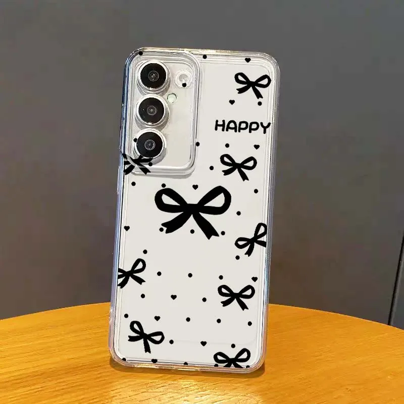 

Bow design pattern For Samsung Galaxy S25 S24 S23 S22 S21 S20 S10 Lite Plus FE Edge TPU 5G Transparent Phone Case
