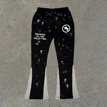 Y2k alevlendi pantolon Hip Hop erkekler gevşek 3D baskı pantolon Casual Sweatpants orta bel sportif kadın Streetwear Vintage alevlendi pantolon