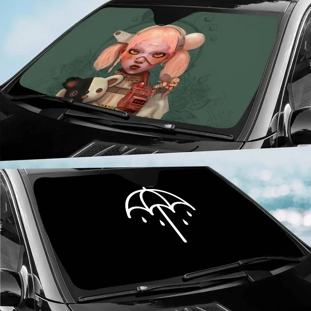 

B-Bring Me The H-Horizon Band Windshield Car Sunshade Funny Animal Windshield Sun Shade Window Cars Folding Rays Sun Visor