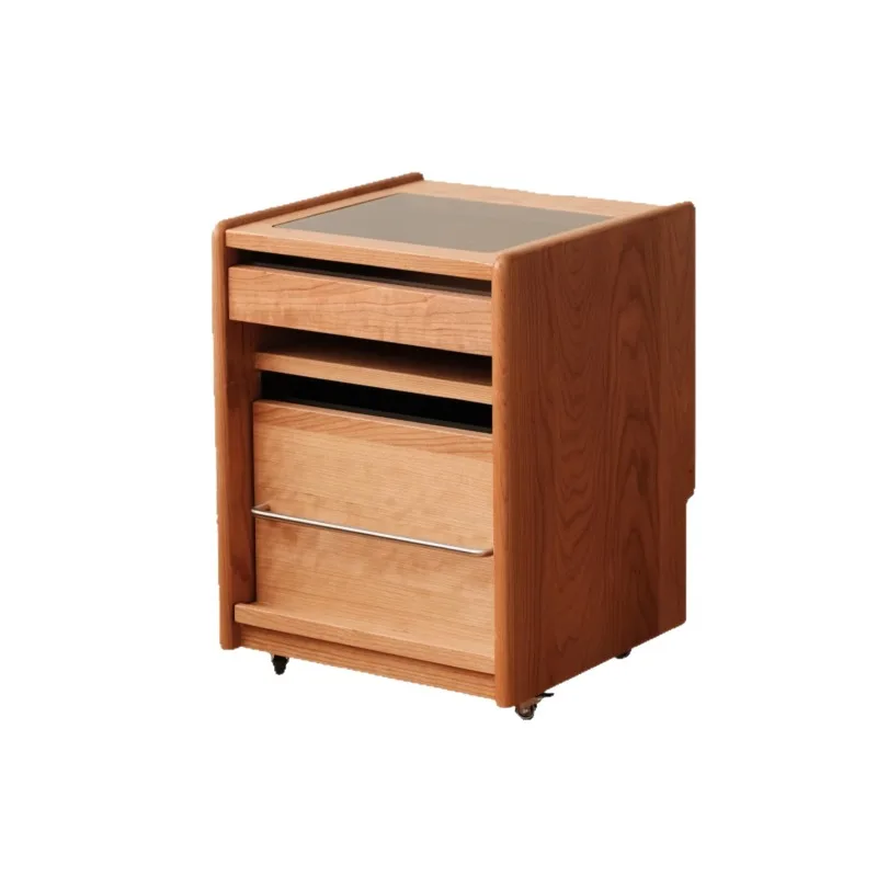 

Extremely narrow bedside table Small Japanese cherry wood furniture Movable storage cabinet Solid wood storage cabinet