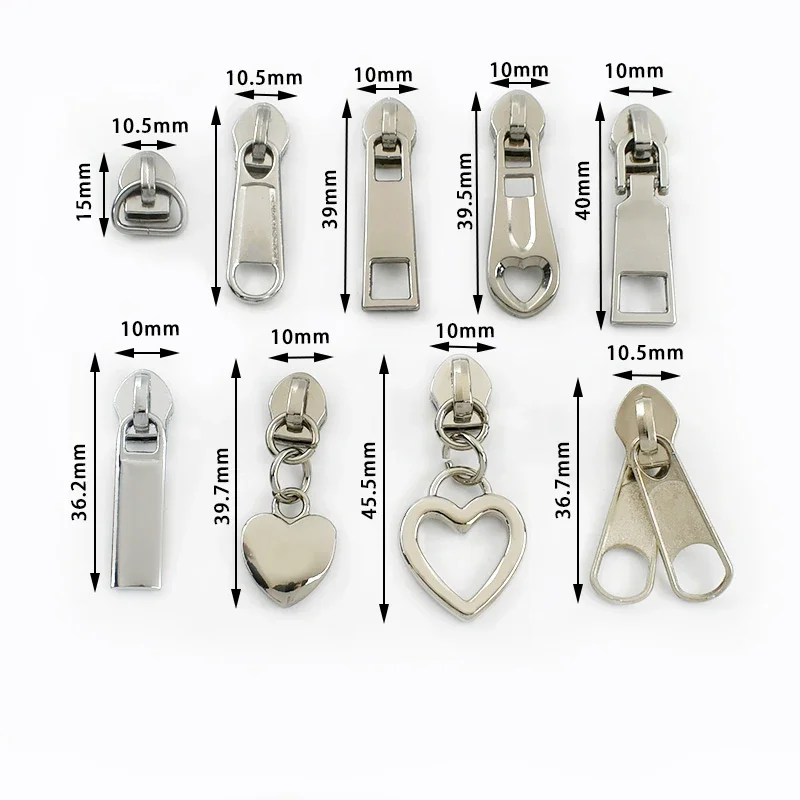 10/20Pcs 5# Nylon Zipper Sliders Pulls Bag Pocket Zippers Heads Zips By Meters Repair Kits DIY Replacement Sewing Accessories