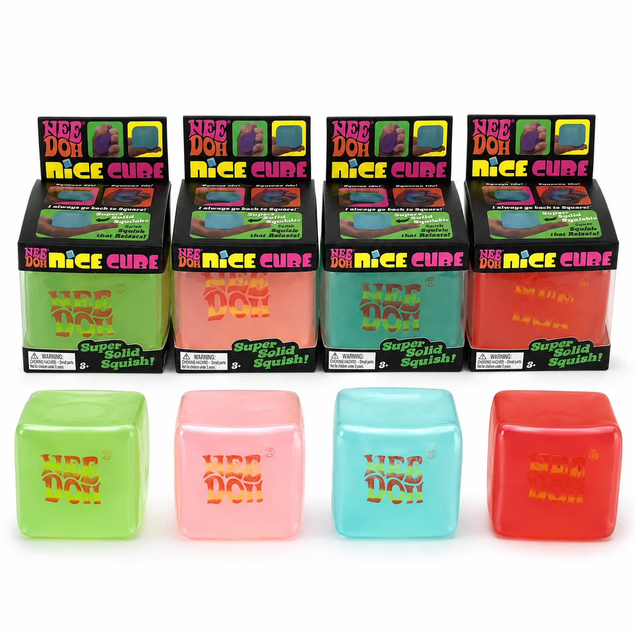NeeDoh glow-in-the-dark ice cube squeeze toy, slow rebound sensory decompression toy, helps relieve anxiety
