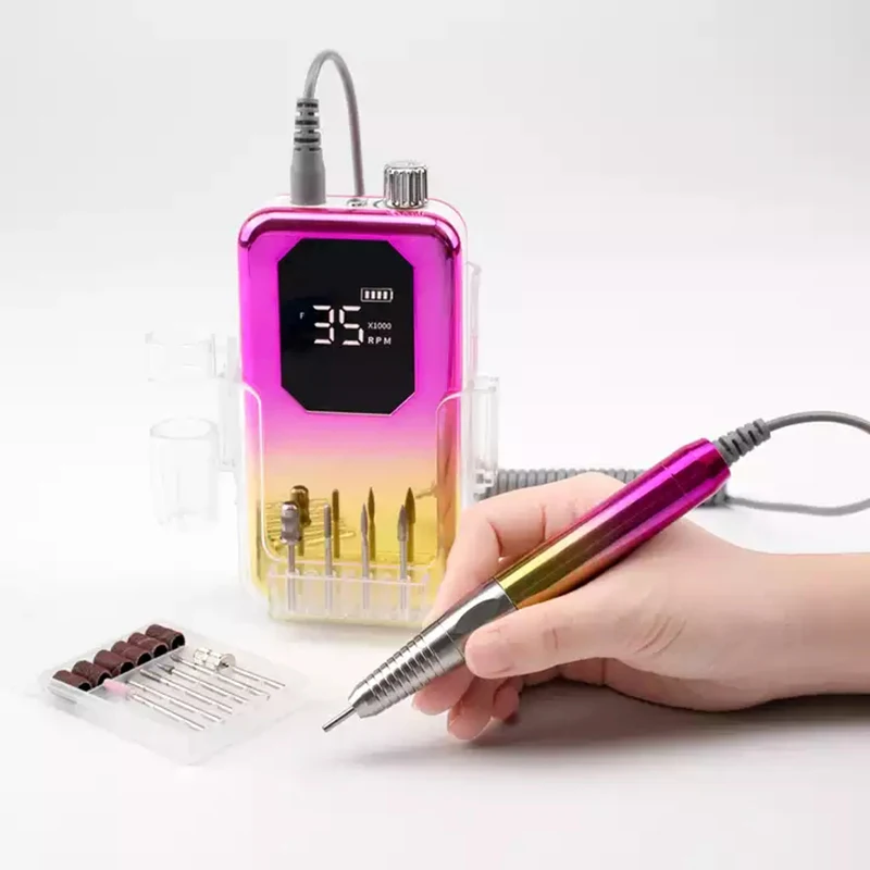 Professional Electric 35000 Nail Drill Machine Brushless Wireless Rechargeable Nail Grinding Manicure Gel Polish Remover Cutter