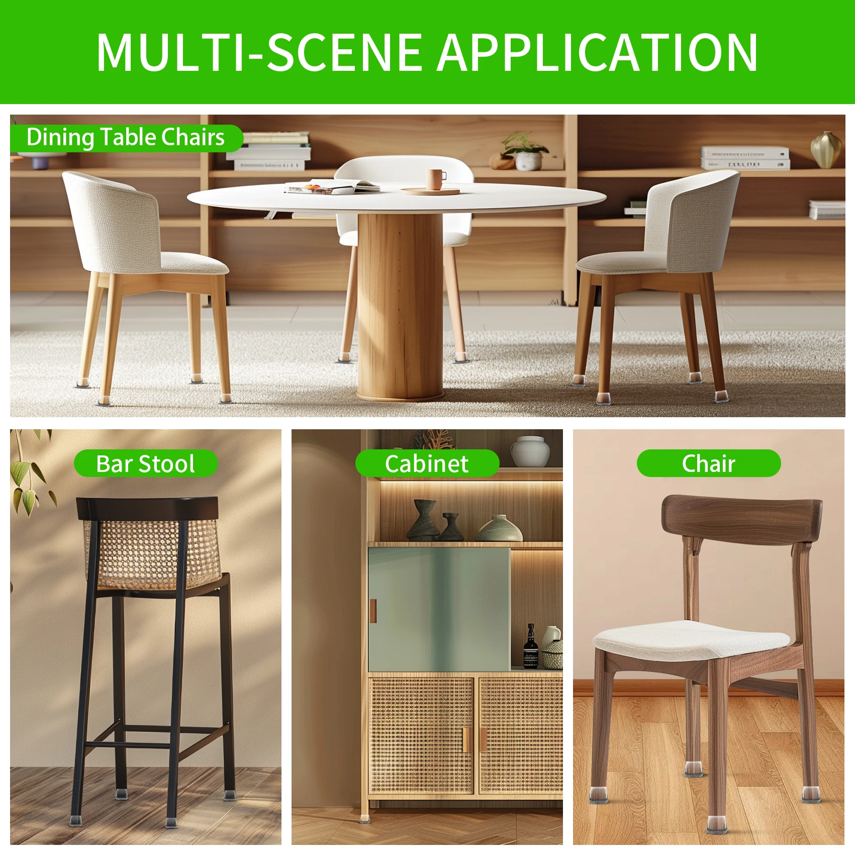 แผ่นรองขาเก้าอี้ซิลิโคนรูปสี่เหลี่ยมผืนผ้า 16 ชิ้น สีเทา ป้องกันรอยขีดข่วนบนพื้นไม้เนื้อแข็ง