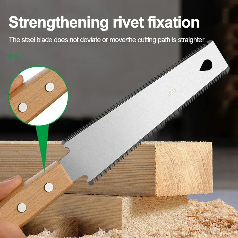 Japanese Style Hand Saw Non-slip Wooden Handle Pull Saw Flush Cut Saw Flexible Handsaw Woodworking Cutting Tool Hand Saw