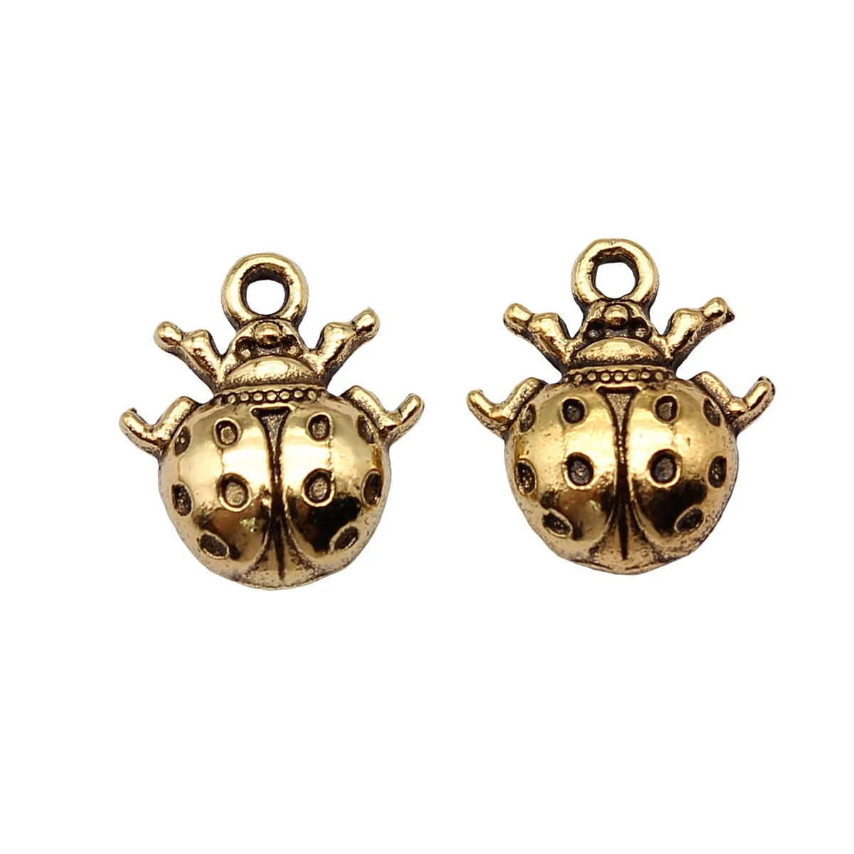 Crafts Keychain Ladybug Charms Jewelry Making Supplies 10pcs Antique Gold Color