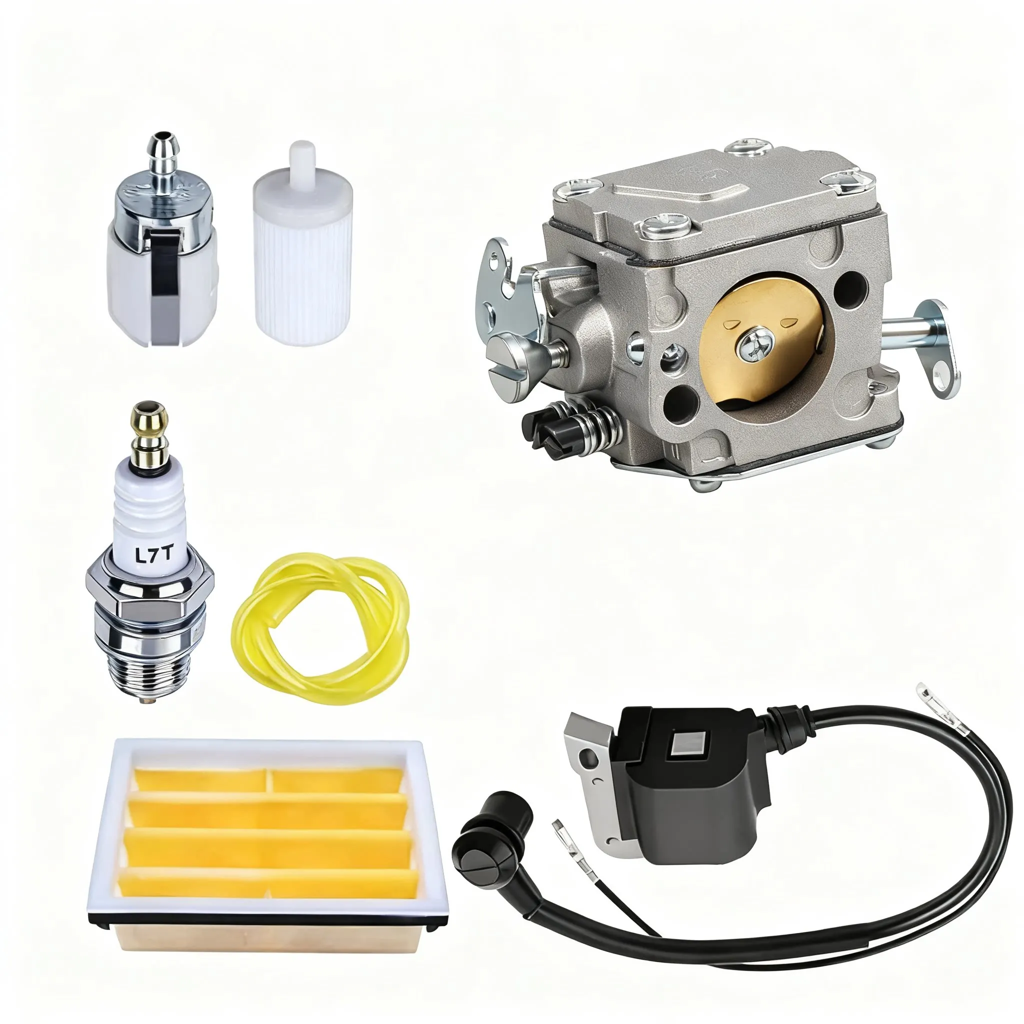 7 Item Carburetor Repair Kit for 266 268 272 272XP 61 Chainsaw Models with Air Filter Numbers 503280316 and 574331601
