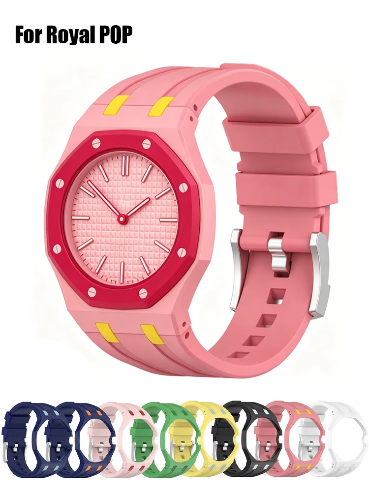 

Case+Band for Swatch x AP Royal Pop Pocket Watch Change to Wristwatch Silicone Belt Bracelet Correa Accessories Strap+Protector