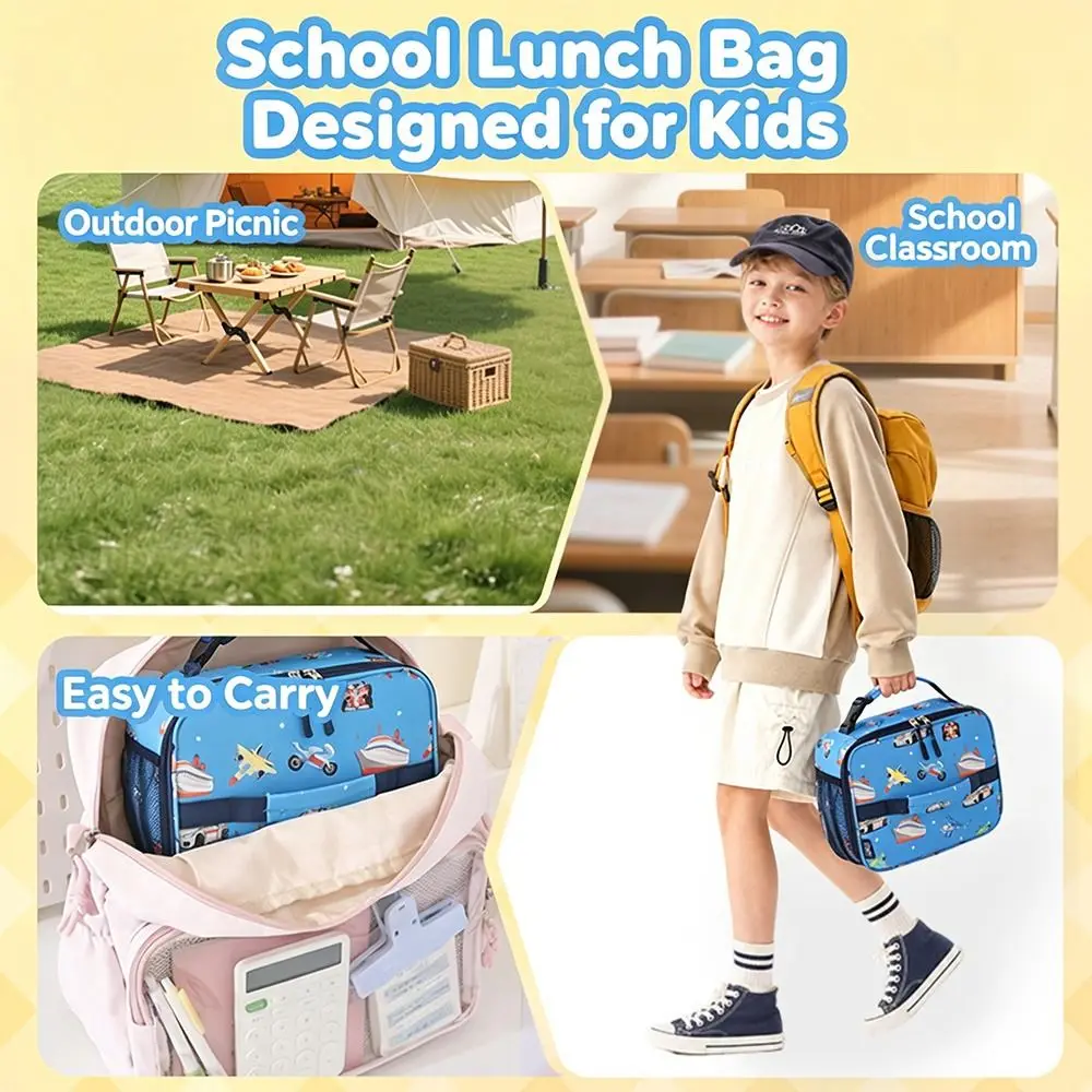 Langlebige Große Kinder-Lunchbox Wasserdichte Auslaufsichere Schüler-Kühltasche Verstärkte Tragbare Tragetasche für Schüler – Detail 10