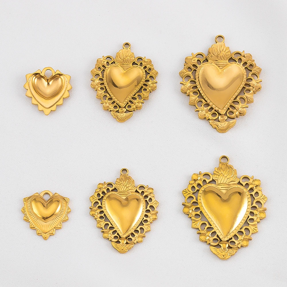 

Stainless Steel Charms Heart Charm for Jewelry Vintage Connectors Earrings Making Supplies for Diy Jewelry Finding Wholesale