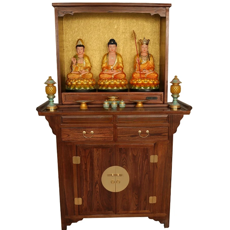 Chinese solid wood Buddhist niches, serving tables, household bases, heightening Buddhist hall cabinets, temple supplies