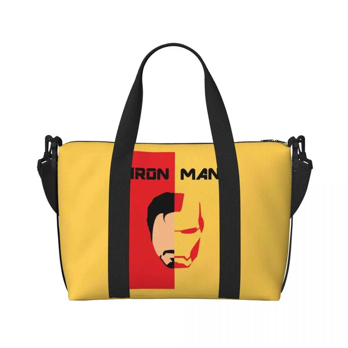 Custom Large Iron Man Hero Tote Bag for Women Superhero Shoulder Shopper Gym Beach Travel Bag