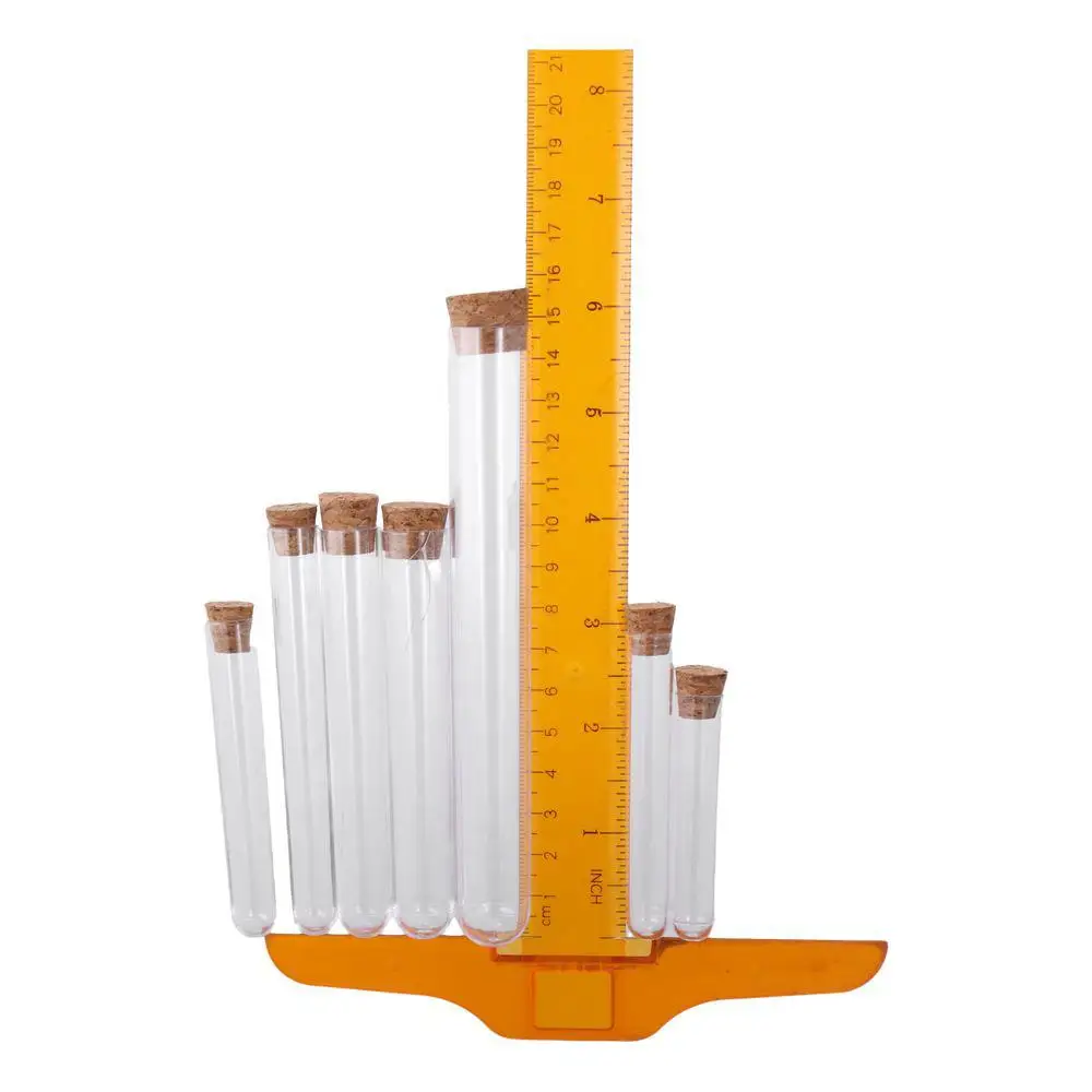with Cork Stoppers Plastic Test Tubes Wide Application Round Base Storage for Scientific Experiments Container