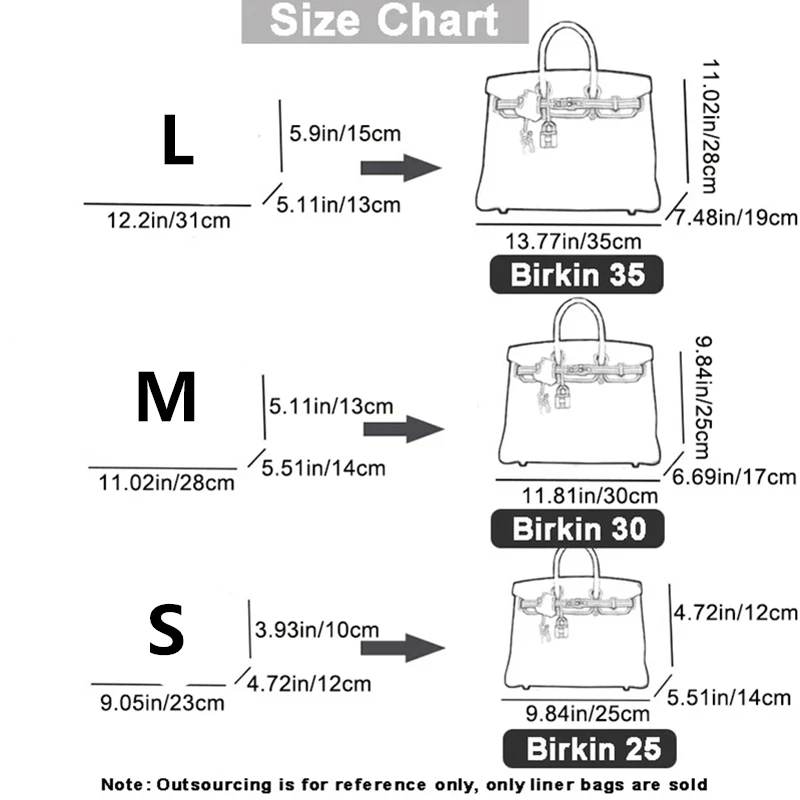 Waterproof Nylon Liner Organizador do bolso, Ultra Light Bag, saco macio, bolsa, espaço de planejamento, Insert, denso-Birkin, 25, 30, 35