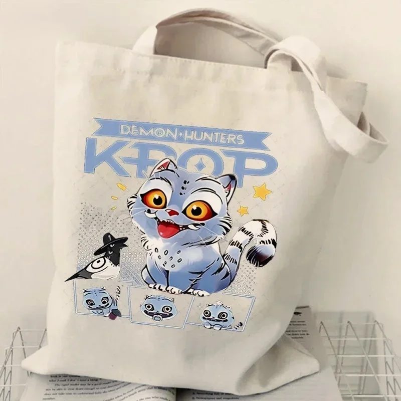 2025 K-Pop الساخن أنيمي الأزرق النمر ديربي ميرش قماش حمل حقيبة للنساء أسلوب بسيط أكياس التسوق Handbang