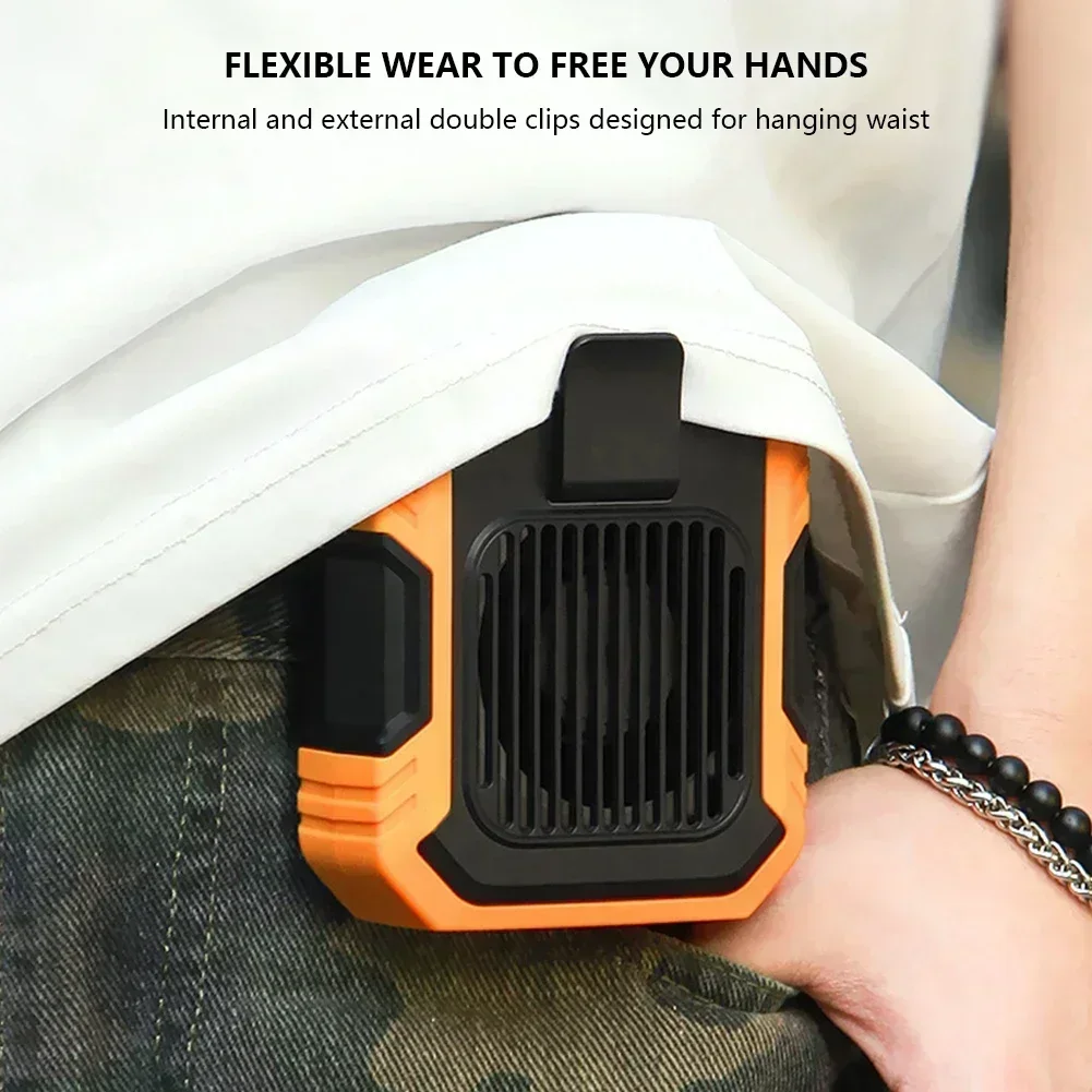 Portable Waist Fan Mini Fan 5000mAh 3 Speed USB Rechargeable Waist Clip Fan Emergency Mobile Power for Outdoor worker Guides