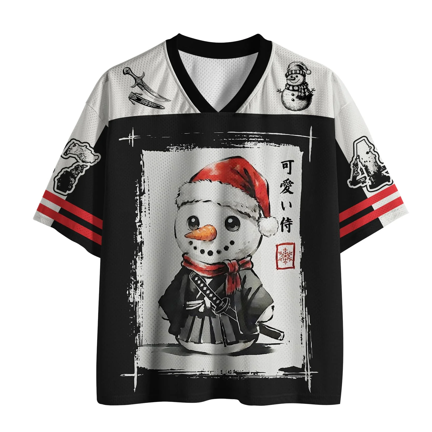 2026 Popular V-neck Mesh T-shirt with Fun Printed Short Sleeved T-shirt, Retro Streetwear, Loose Oversized Sports Mesh T-shirt