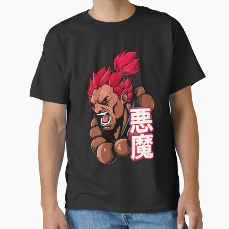 

Akuma 0329 Street Fighter Retro Combat Gift t shirt Arcade game Graphic Tee 100% cotton print Y2K Clothes Large size Tops S-6XL