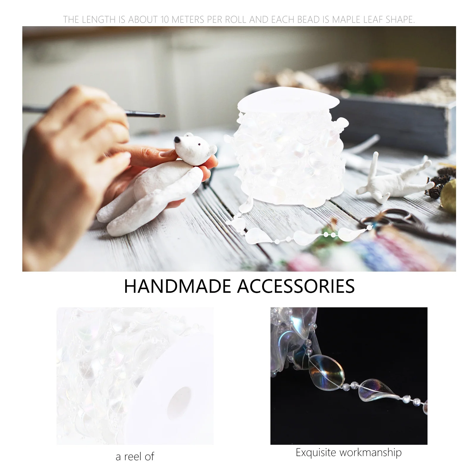 1 لفة خرز كريستالي سلسلة أكريليك شفاف مابل ليف جارلاند الزفاف الذكرى عيد ميلاد الستار الديكور DIY الخرز