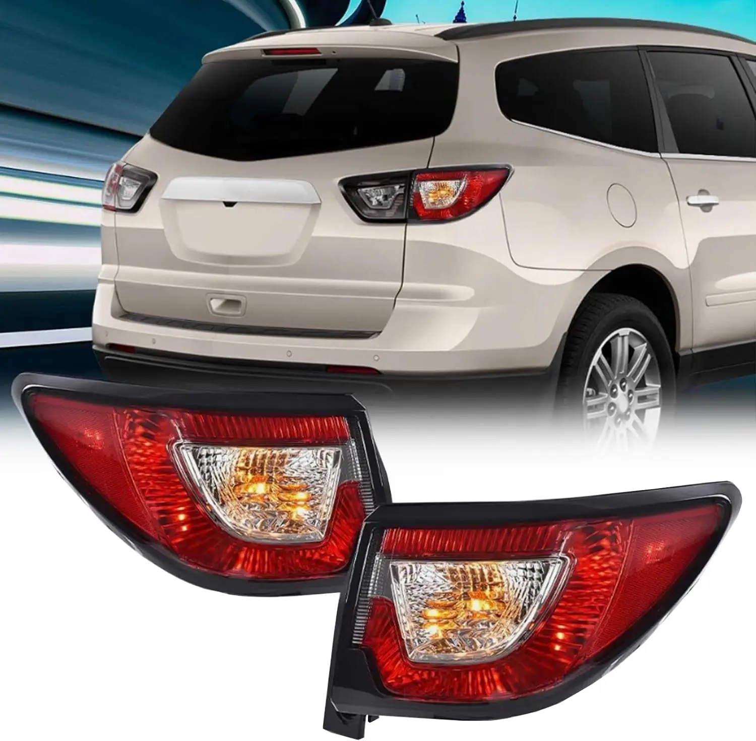 

Rear Bumper Tail Lights for 2013-2017 Chevy Traverse Pair of LH+RH Replacement OE Style Red Brake Lights with Bulbs