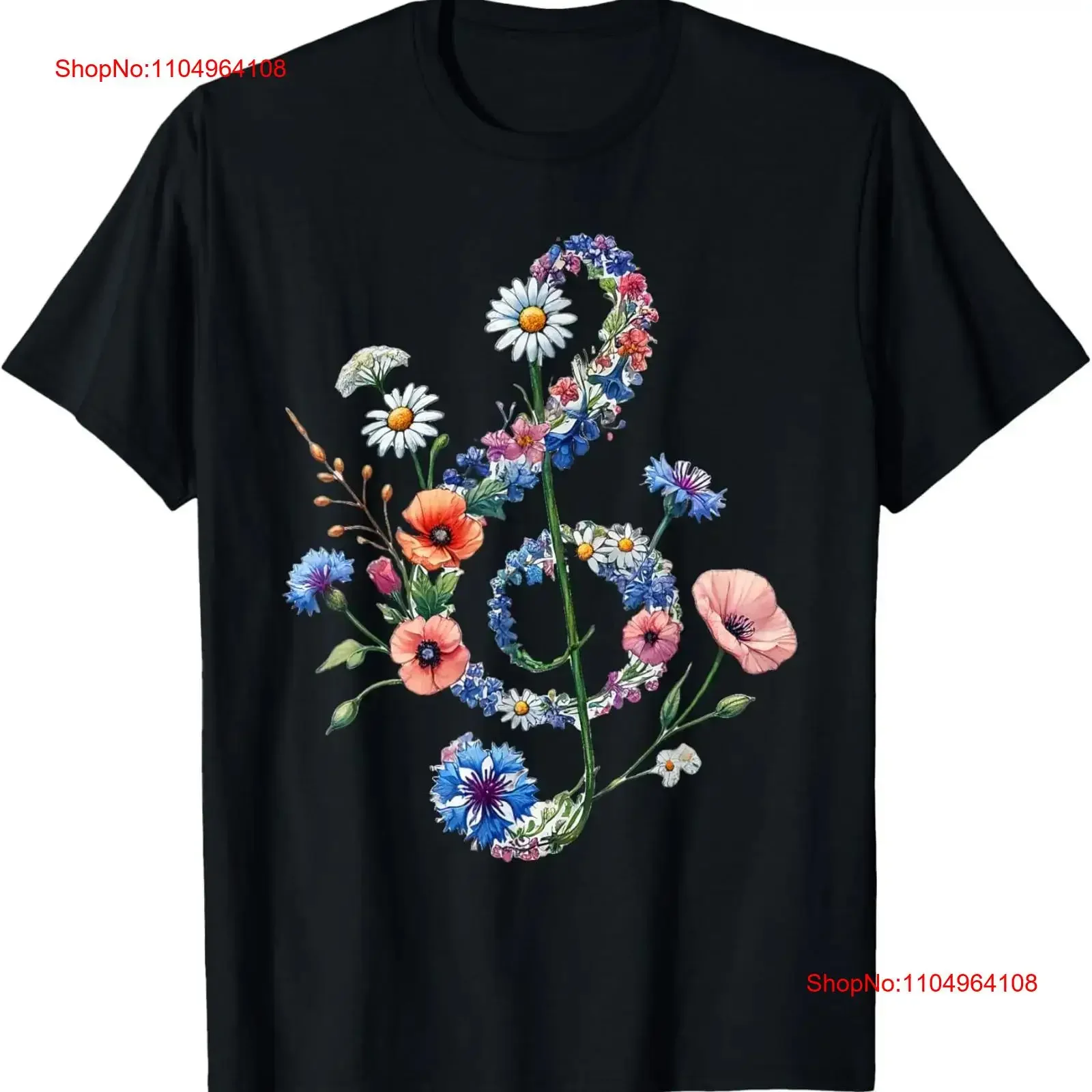 

Wildflowers Treble Clef Flower Musical Note Music T Shirt vintage Washed Slightly Breathable streetwear fashion graphic Casual