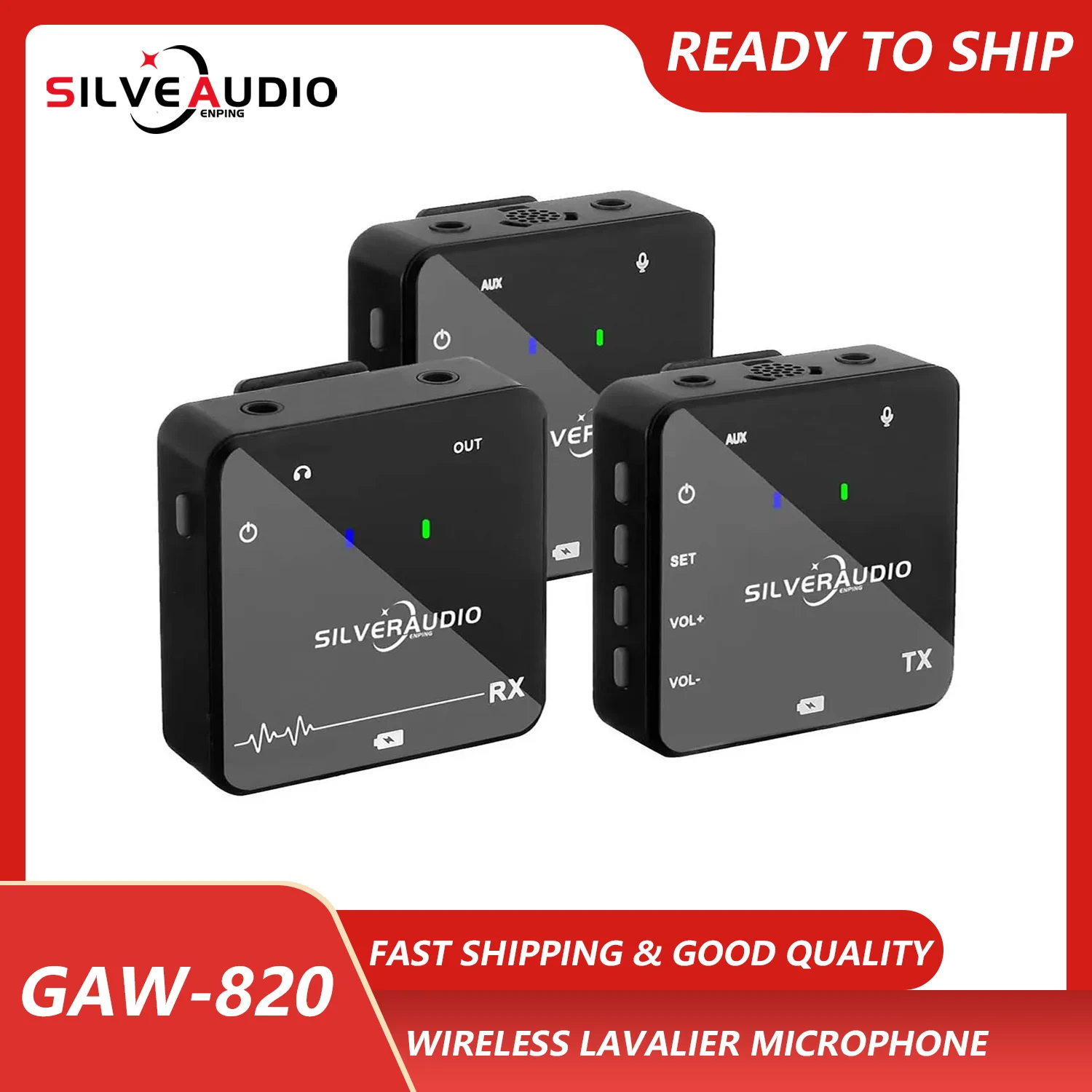 

GAW-820 Recordio Wireless Microphone System Portable Lavalier Mic For Podcast Interview Vlogging