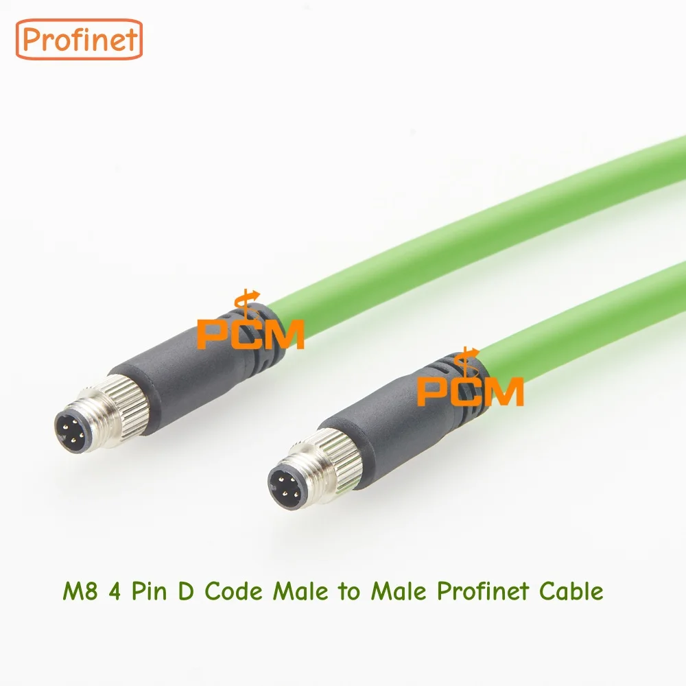 M8 4 Pin D Code Male to Male Cable Profinet Industrial Fieldbus Ethernet Sensor Connection Cable for Automation System