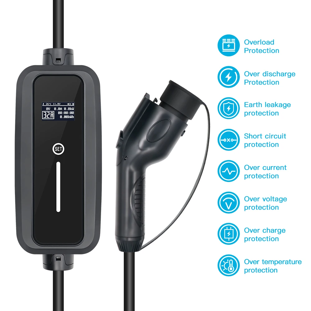 EV Car Charger GBT Standard Plug 32A Single Phase 7.2KW With 5 Meters Cable Portable EV Charger Wallbox for VW ID4 Pure