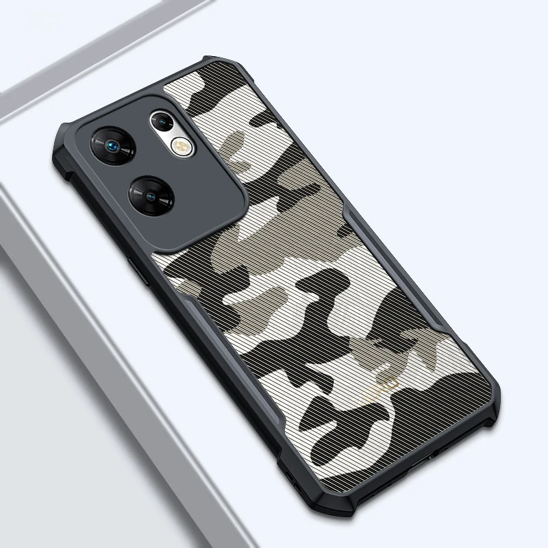 

Jzon For Infinix Zero 30 4G Casing Camouflage Style Transparent Back Cover Shockproof Protective Clear Cases