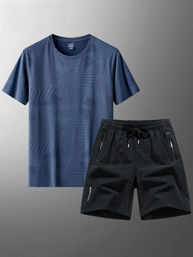 

TUCANO Summer Sportswear Set for Men Ice Silk Loose ort Sve T-irt Running Fitn Casual Wear Teenagers Faion Brand