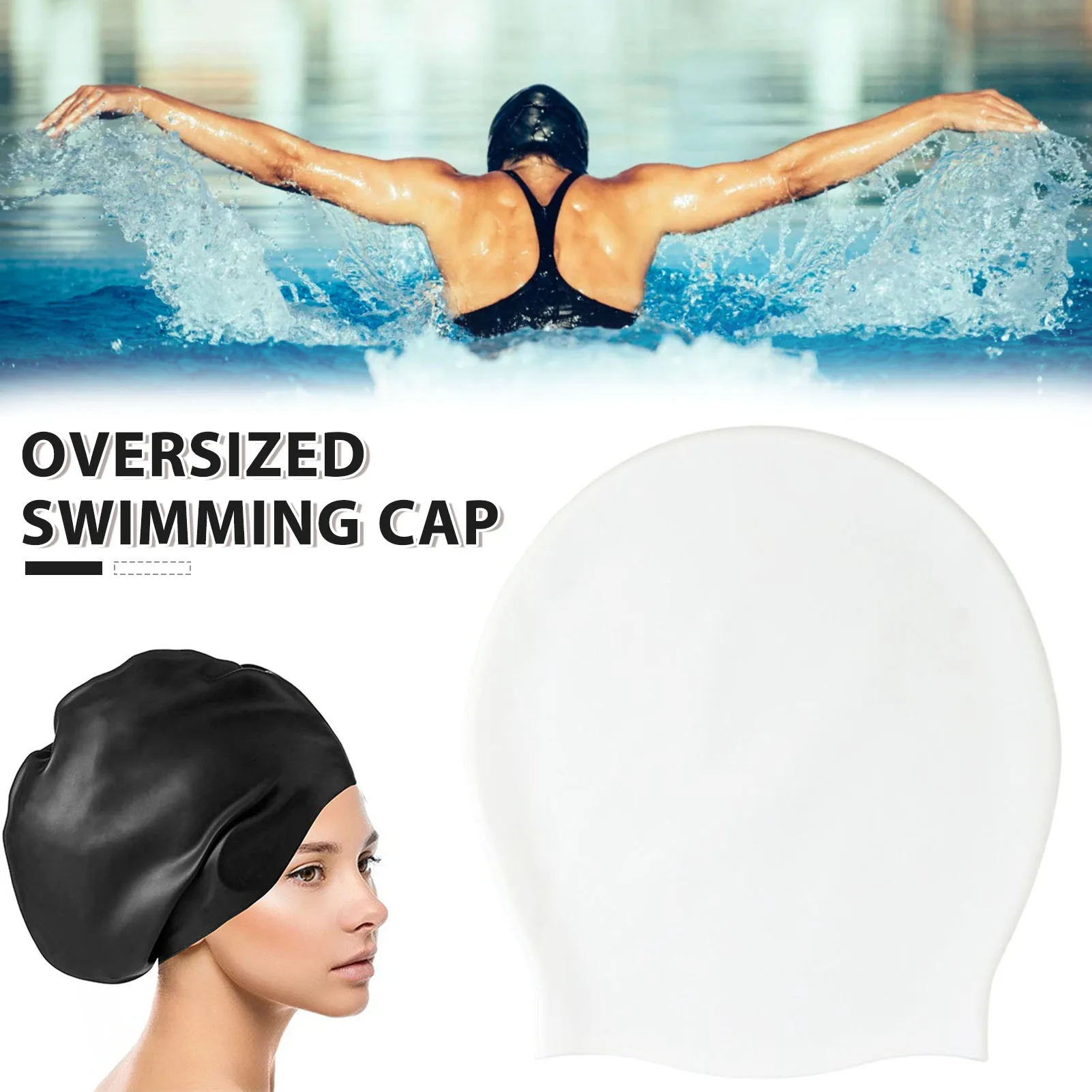 

Extra Large Swim Cap for Long Hair Girls Waterproof Silicone Swimming Cap Extra Large Swim Cap Comfort Elastic Swimming Cap 수영모자