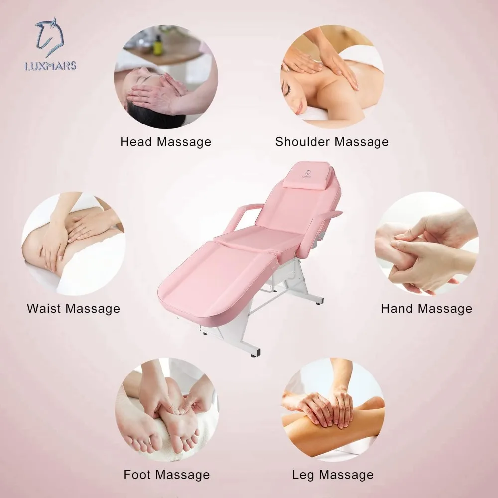 Facial Chair, Tattoo Chair Massage Bed Salon Bed with Hydraulic Stool for Professional Massage Facial Lash Beauty Treatment Spa