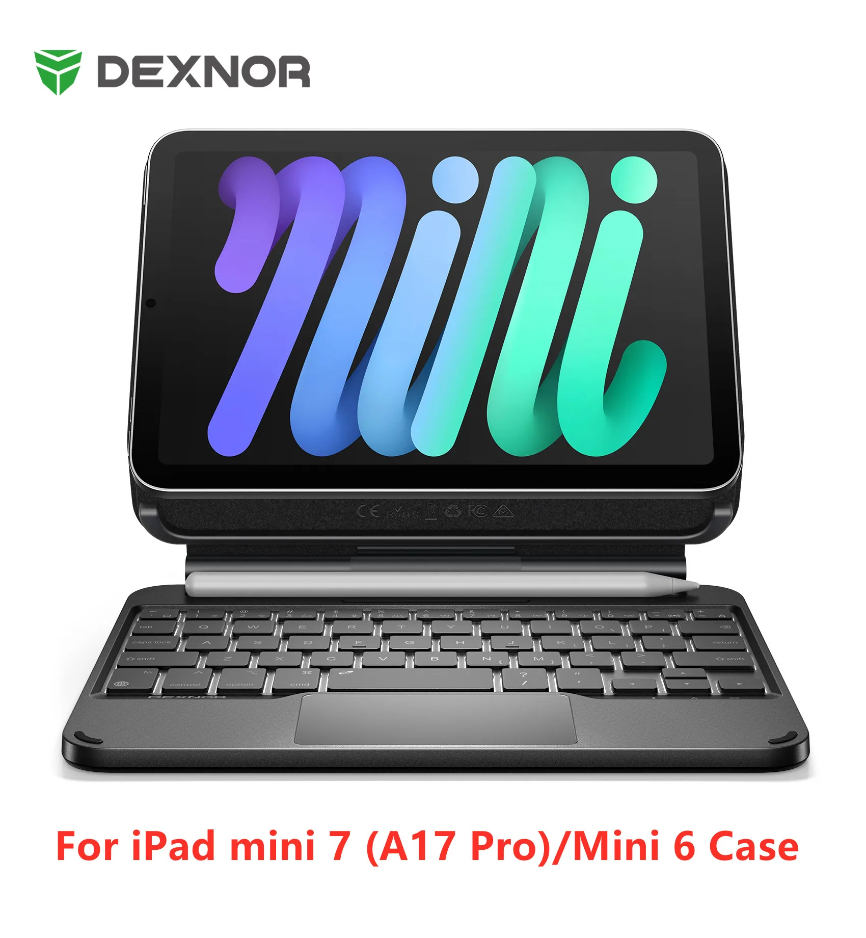 For iPad mini 7 (A17 Pro)/Mini 6 Case with Keyboard Magnetic Floating Cantilever Stand with Trackpad Pencil Holder Keyboard Case