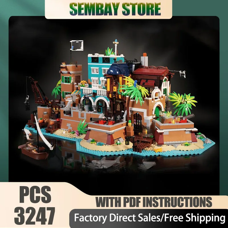 

Pirate Fortress Model Moc Building Bricks Modular Pirate Island Model Technology Blocks Christmas DIY Toy Construction Gifts