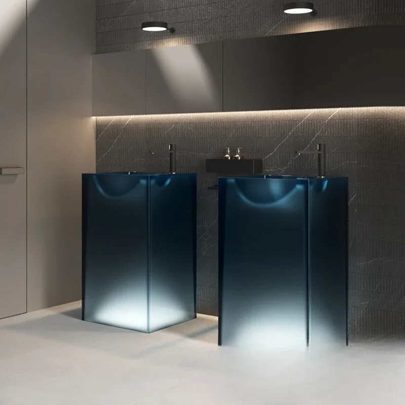 Internet celebrity square column basin resin basin artificial stone transparent washbasin