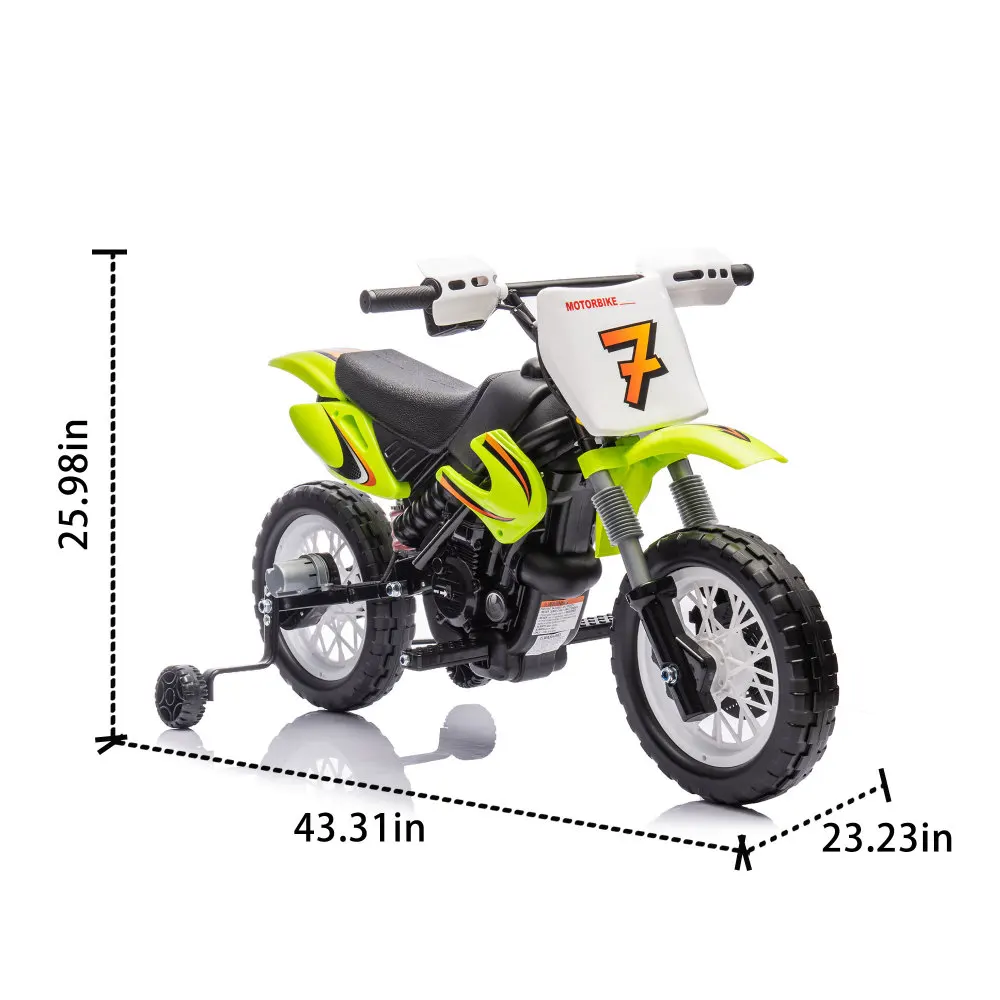 12V Kids Ride On Electric Toy Motorcycle,Rear suspensionTwist Grip Throttle Slow Start,Removable training wheels,Indie music box