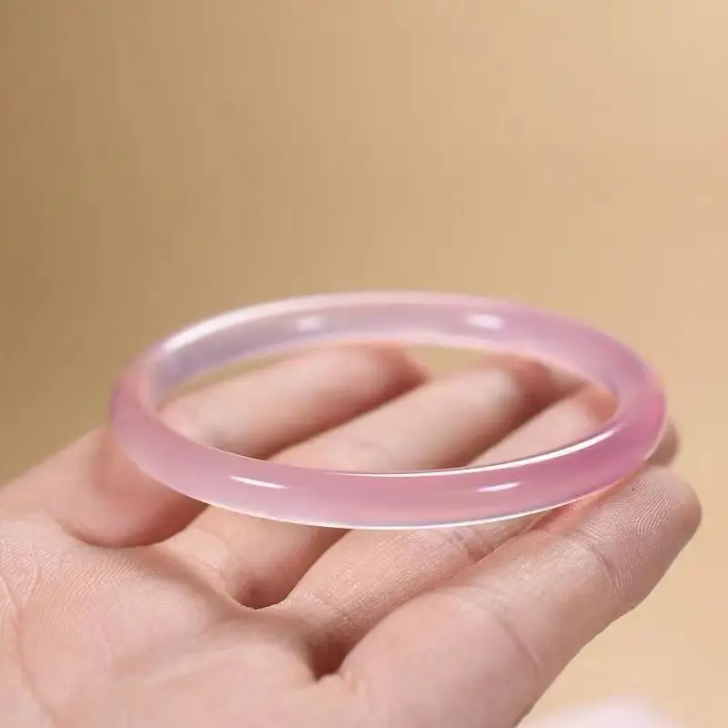 

Ice Powder Chalcedony Fine Round Strip Beauty Bracelet Women's