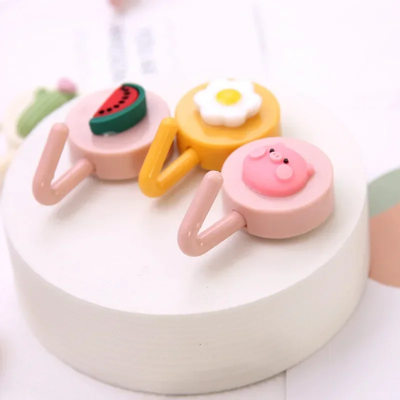 Cute Cartoon Hooks Home Accessories Self-adhesive Wall Hooks Strong Diamondless Bag Bathroom Door Kitchen Towels Hooks