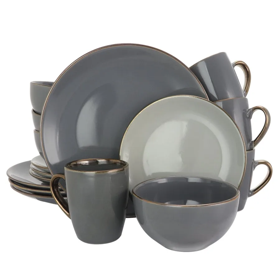 

Tahitian Grand 16 Pieces Luxurious Dinnerware Set in Stone Slate