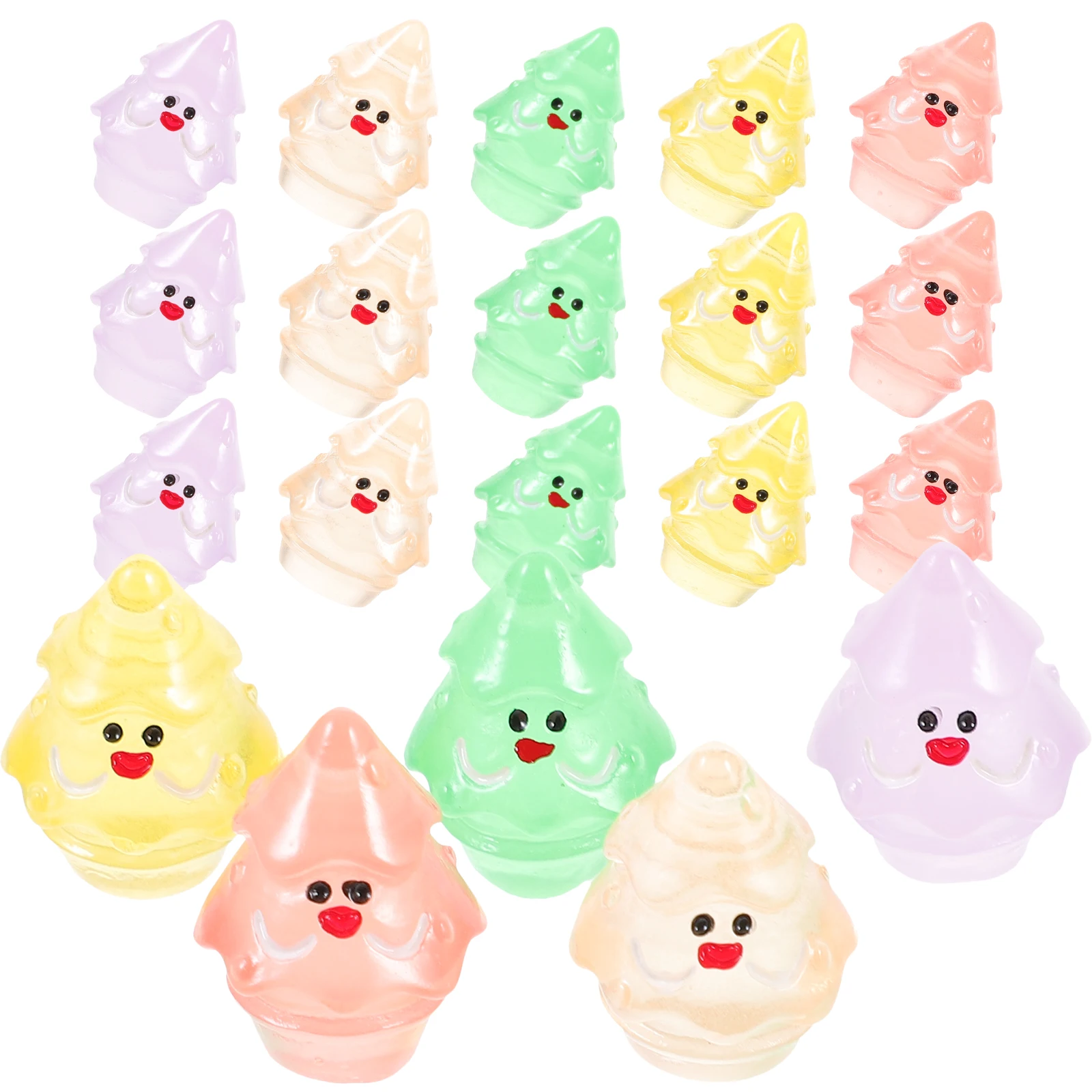 

50Pcs Glowing Mini Christmas Tree Resin Ornaments Aquarium Fish Tank Christmas Landscape Decor Miniature Decorations