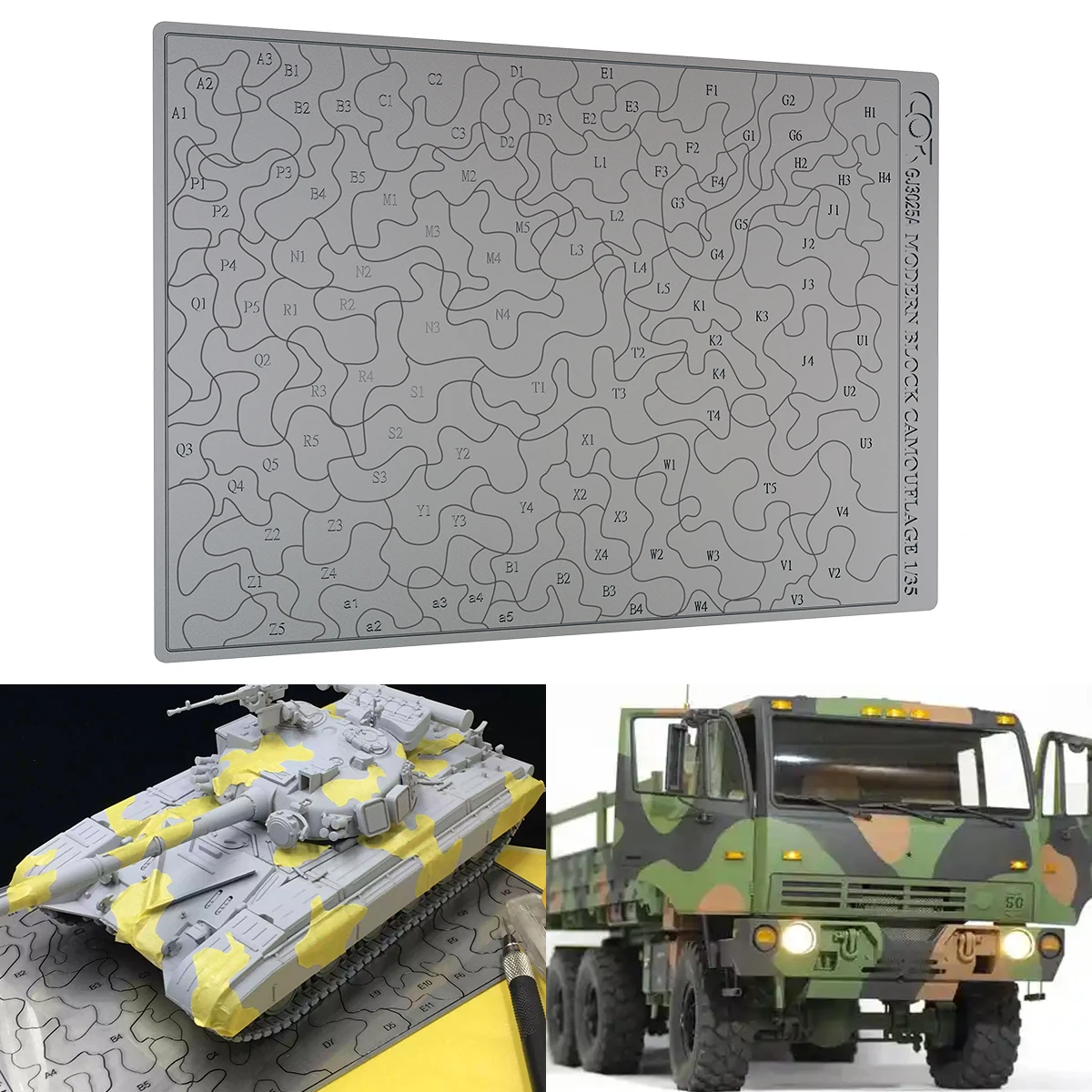 

Scale Model Spray Painting Tools 3-color Jungle Camouflage Washi Masking Tape Cutting Stencils Reusable Color Scheme 1/72 1/35
