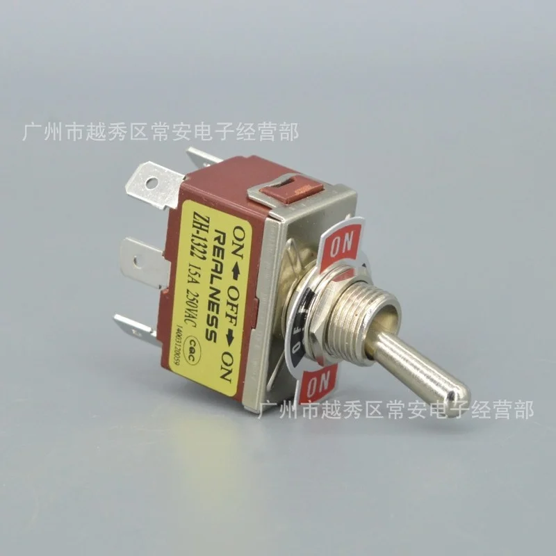 Uniteelec-REALNESS Toggle Switch  R-1322 /ZH-1322 6feet 3position ON-OFF-ON Silver Contacts 15A 250V