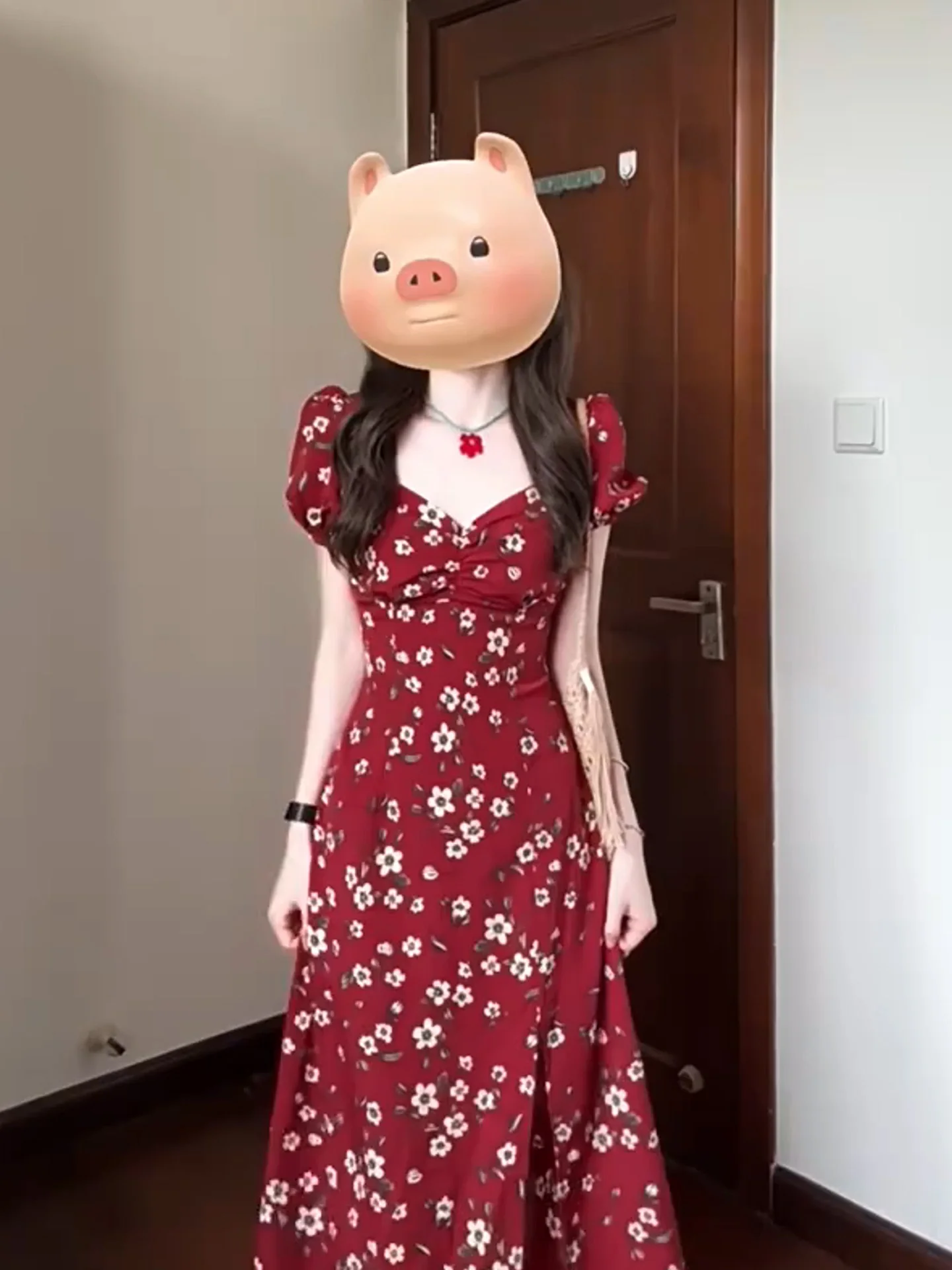 

XZY plus Size Floral Print Maxi Dr Red Asymmetrical Hemline Women's Summer Ele Waist Cinched Long Dr Korean Sle