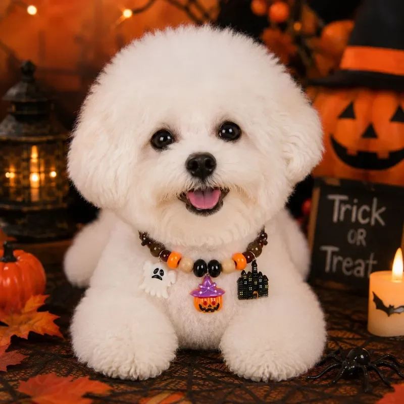 Halloween DIY Pet Mosquito Repellent Necklace Small Dog Cat Holiday Decoration Adjustable Collar Factory Spot