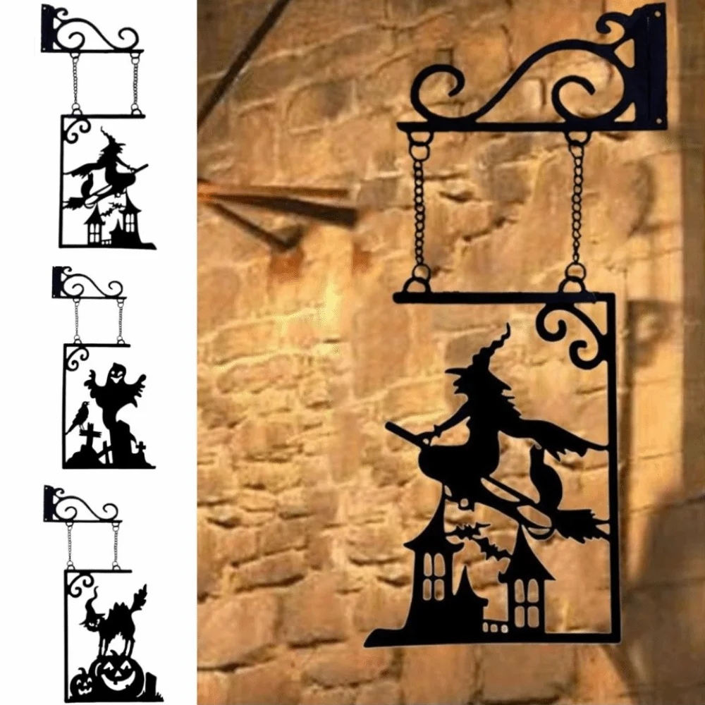 Pendentif fantôme vintage mystérieux, imperméable, ne se déforme pas facilement, silhouette de sorcière, décoration créative pour Halloween, décoration de porte
