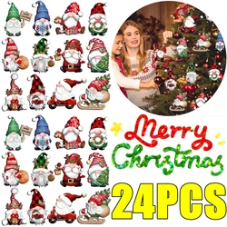 24/12PCS Christmas Wooden Santa Claus Multi Noface Santa Hanging Pendants 2025 Xmas Party Kids New Year Gifts Wrapping Supply